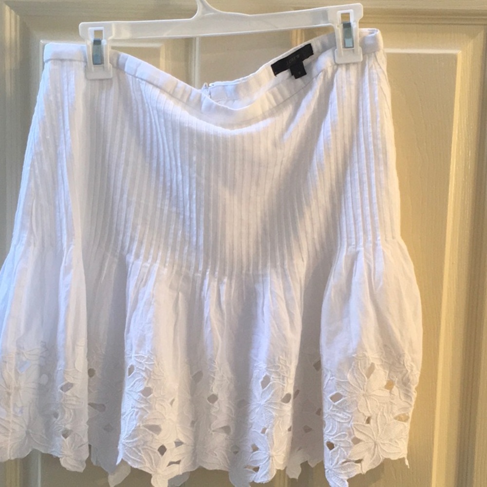 JCrew White pintucked skirt